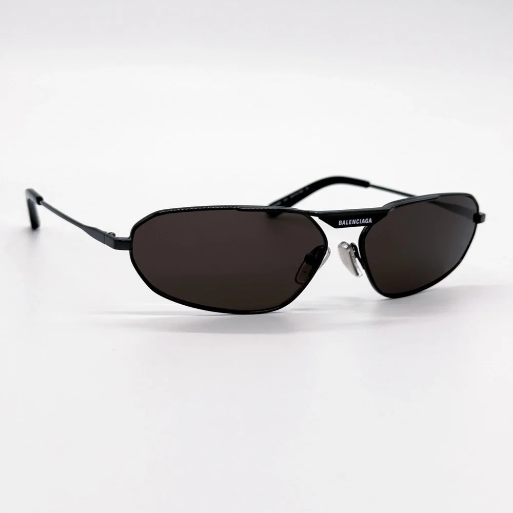 NEW BALENCIAGA BB0245S 001 OVAL BLACK METAL UNISEX SUNGLASSES BALENCIAGA
